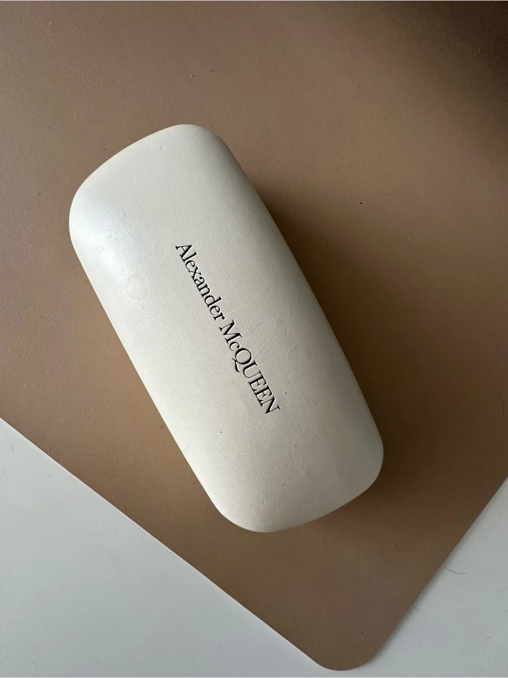 Alexander McQueen Cream Hard Sunglasses Case with Logo